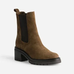 Texto Boots^Chelsea boots marron cuir velours CAMEL