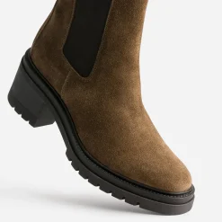 Texto Boots^Chelsea boots marron cuir velours CAMEL