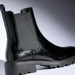 Texto Boots^Chelsea boots verni embossé effet python NOIR