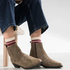 Texto Boots^Chelsea boots cuir velours TAUPE