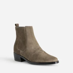 Texto Boots^Chelsea boots cuir velours TAUPE