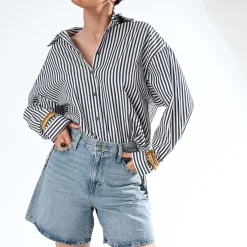 Texto Chemises & Blouses^Chemise e rayures blanches BLEU