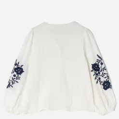 Texto Chemises & Blouses^Chemise écrue broderies marine BLANC