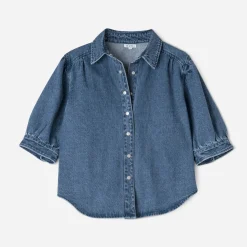 Texto Chemises & Blouses^Chemise en jean manches courtes BLEU