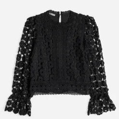 Texto Chemises & Blouses^Chemisier manches longues en dentelle NOIR