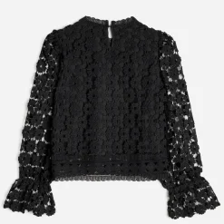 Texto Chemises & Blouses^Chemisier manches longues en dentelle NOIR