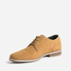 Eram Chaussures De Ville^Derby camel en cuir velours embossé COGNAC