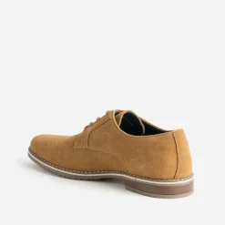 Eram Chaussures De Ville^Derby camel en cuir velours embossé COGNAC