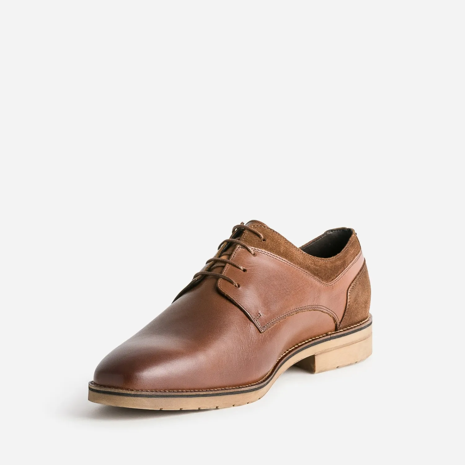 Eram Chaussures De Ville^Derby cuir détails cuir velours COGNAC