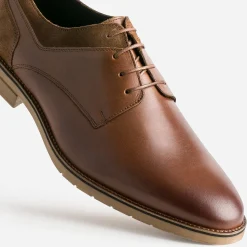 Eram Chaussures De Ville^Derby cuir détails cuir velours COGNAC