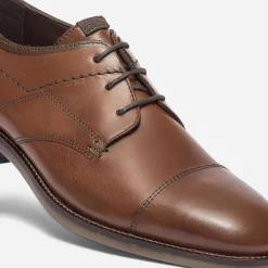 Eram Chaussures De Ville^Derby en cuir à double col COGNAC