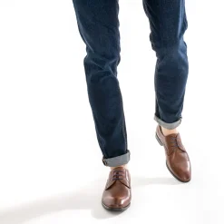 Eram Chaussures De Ville^Derby en cuir à lacet bleu COGNAC