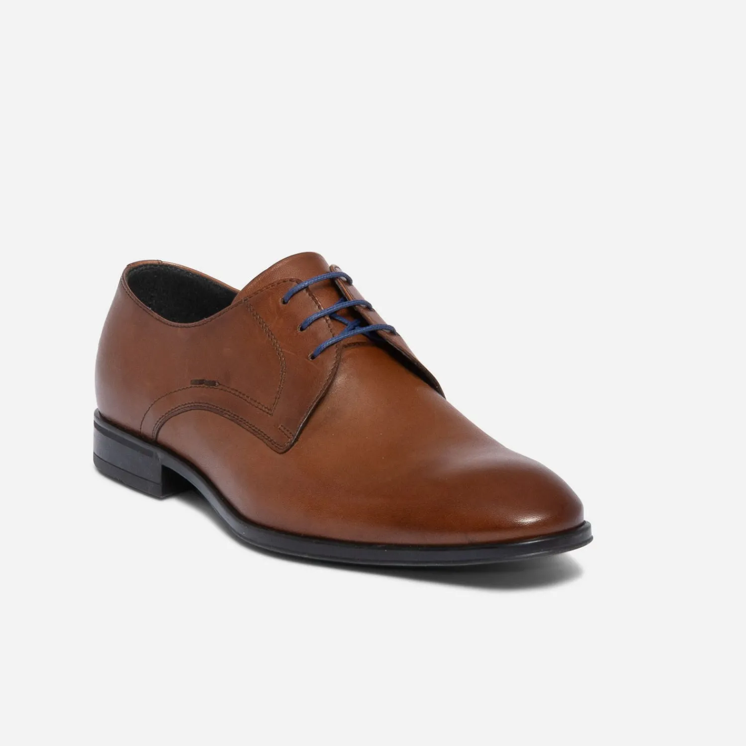Eram Chaussures De Ville^Derby en cuir à lacet bleu COGNAC