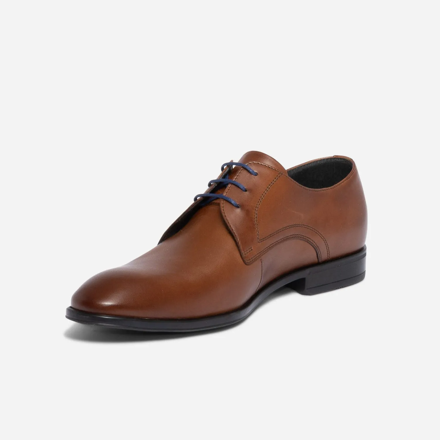 Eram Chaussures De Ville^Derby en cuir à lacet bleu COGNAC