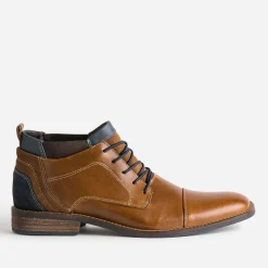 Eram Boots^Derby en cuir avec élastiques COGNAC
