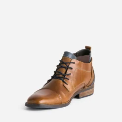 Eram Boots^Derby en cuir avec élastiques COGNAC