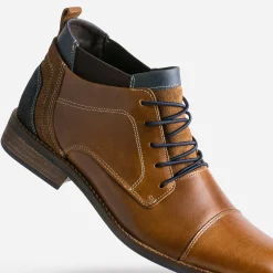 Eram Boots^Derby en cuir avec élastiques COGNAC