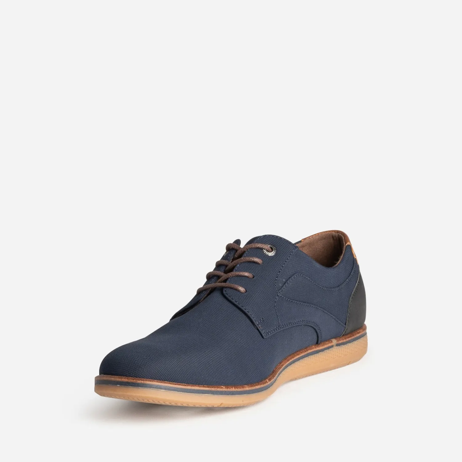 Eram Chaussures De Ville^Derby confort bleu en textile rainuré MARINE