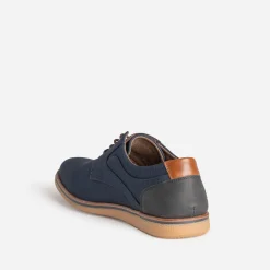 Eram Chaussures De Ville^Derby confort bleu en textile rainuré MARINE