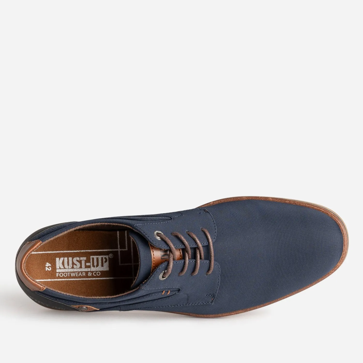 Eram Chaussures De Ville^Derby confort bleu en textile rainuré MARINE