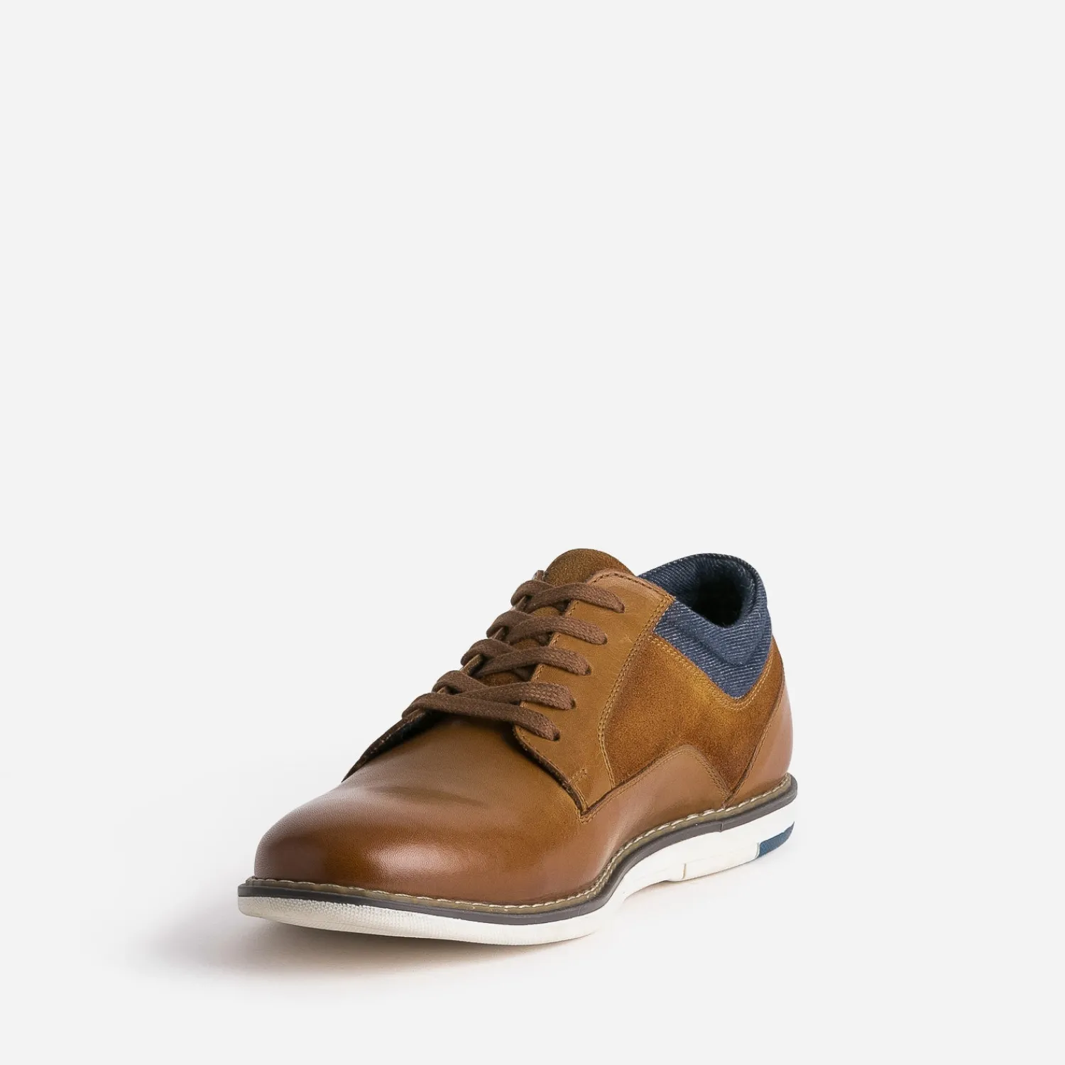 Eram Chaussures De Ville^Derby confort mix cuir et textile CAMEL