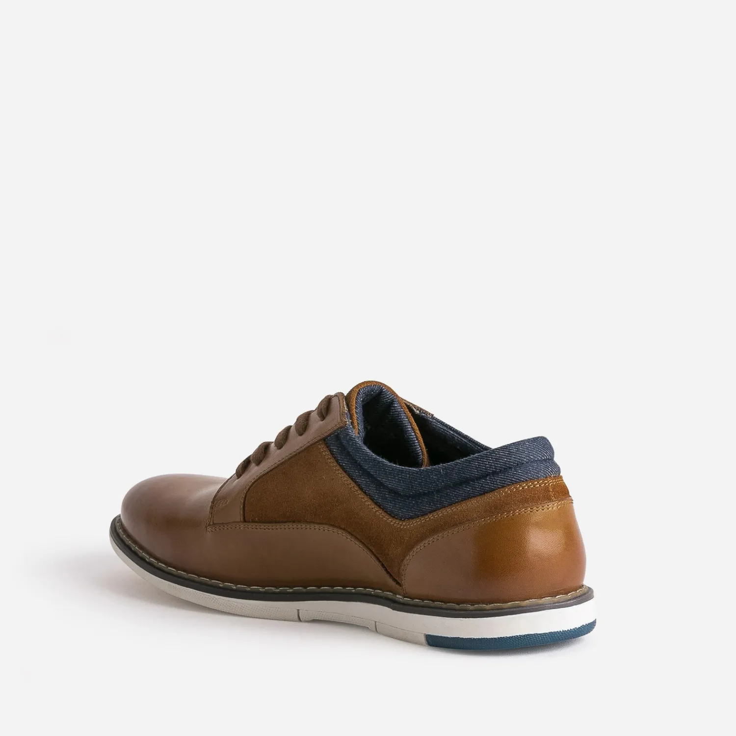 Eram Chaussures De Ville^Derby confort mix cuir et textile CAMEL