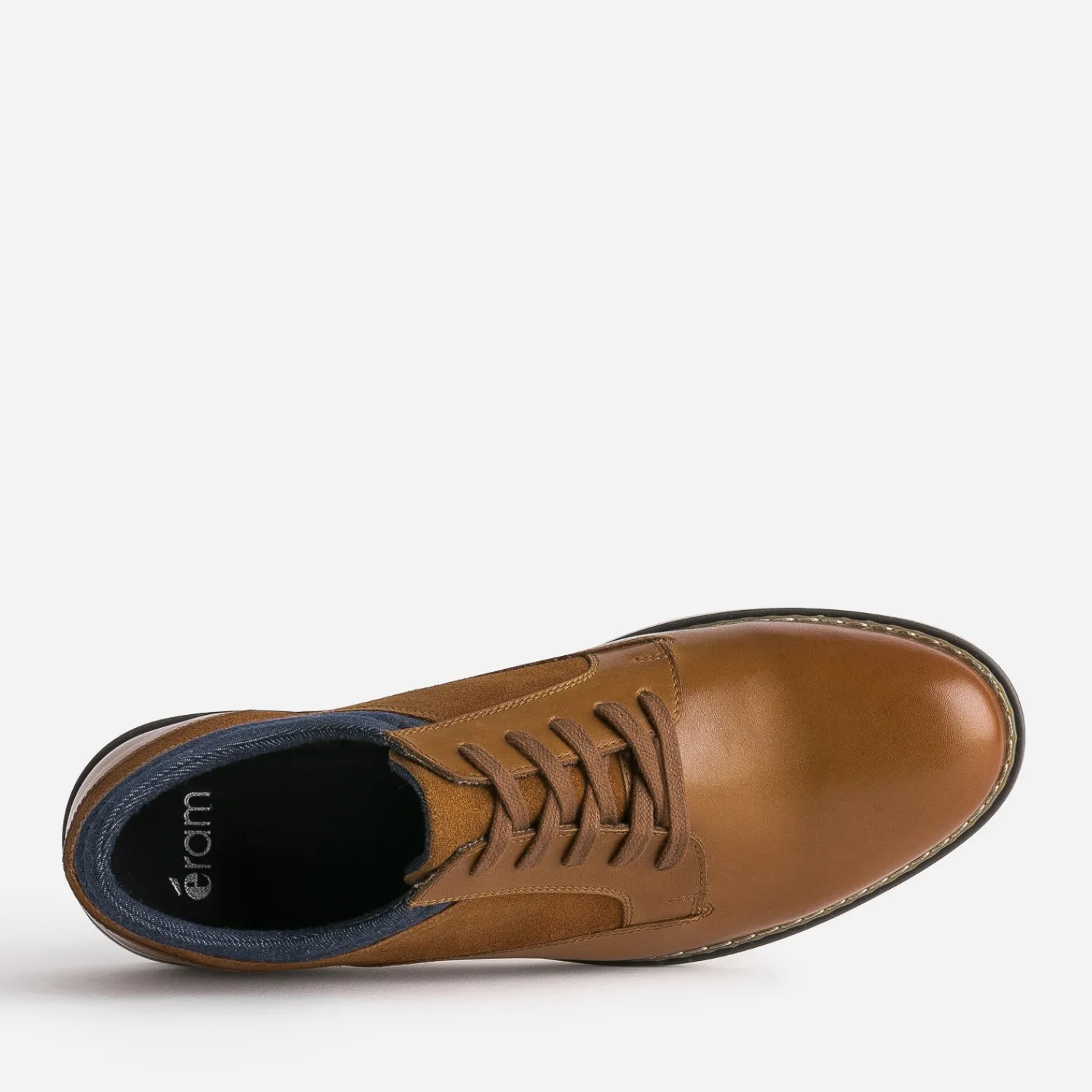 Eram Chaussures De Ville^Derby confort mix cuir et textile CAMEL