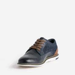 Eram Chaussures De Ville^Derby confort mix cuir et textile MARINE