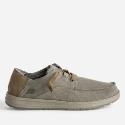 Skechers Toiles^Derby confort toile et cuir velours TAUPE