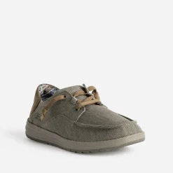 Skechers Toiles^Derby confort toile et cuir velours TAUPE