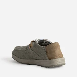 Skechers Toiles^Derby confort toile et cuir velours TAUPE