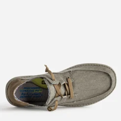 Skechers Toiles^Derby confort toile et cuir velours TAUPE