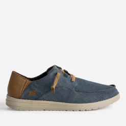 Skechers Toiles^Derby toile et cuir velours MARINE