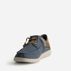 Skechers Toiles^Derby toile et cuir velours MARINE