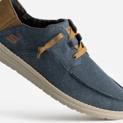 Skechers Toiles^Derby toile et cuir velours MARINE