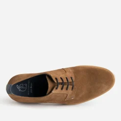 Eram Chaussures De Ville^Derby marron clair éco-conçu en cuir velours COGNAC