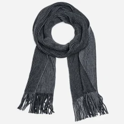 Eram Echarpes & Foulards|Accessoires^Echarpe homme grise et noire tricot à franges GRIS FONCE