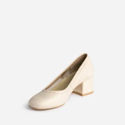 Eram Escarpins^Escarpin beige clair en cuir ECRU