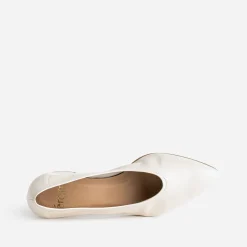 Eram Escarpins^Escarpin beige en cuir à décolleté couvrant ECRU