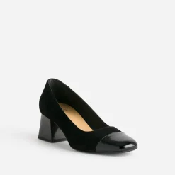 Eram Escarpins^Escarpin cuir velours bout verni NOIR