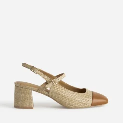 Eram Escarpins^Escarpin slingback tressé bout camel BEIGE