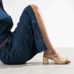 Eram Escarpins^Escarpin slingback tressé bout camel BEIGE