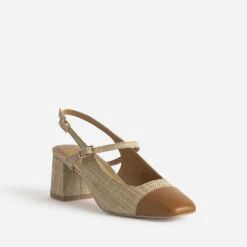 Eram Escarpins^Escarpin slingback tressé bout camel BEIGE