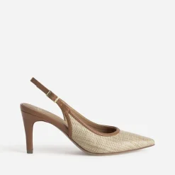 Eram Escarpins^Escarpin slingback raphia bout pointu BEIGE