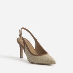 Eram Escarpins^Escarpin slingback raphia bout pointu BEIGE