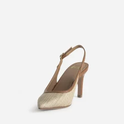 Eram Escarpins^Escarpin slingback raphia bout pointu BEIGE