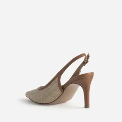 Eram Escarpins^Escarpin slingback raphia bout pointu BEIGE