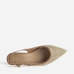 Eram Escarpins^Escarpin slingback raphia bout pointu BEIGE