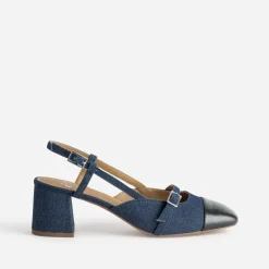 Eram Escarpins^Escarpin slingback denim brut et bout noir BLEU