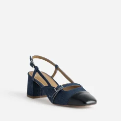 Eram Escarpins^Escarpin slingback denim brut et bout noir BLEU